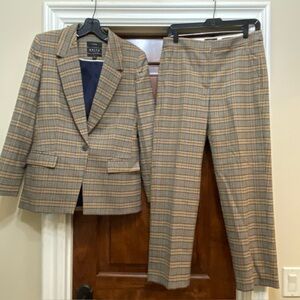 J. Crew Italian Italian drapey plaid wool bld Willa Blazer + Kate Pants Sz 4